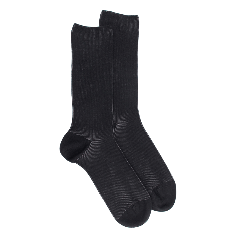 Zweifarbige Wollsocken - Schwarz