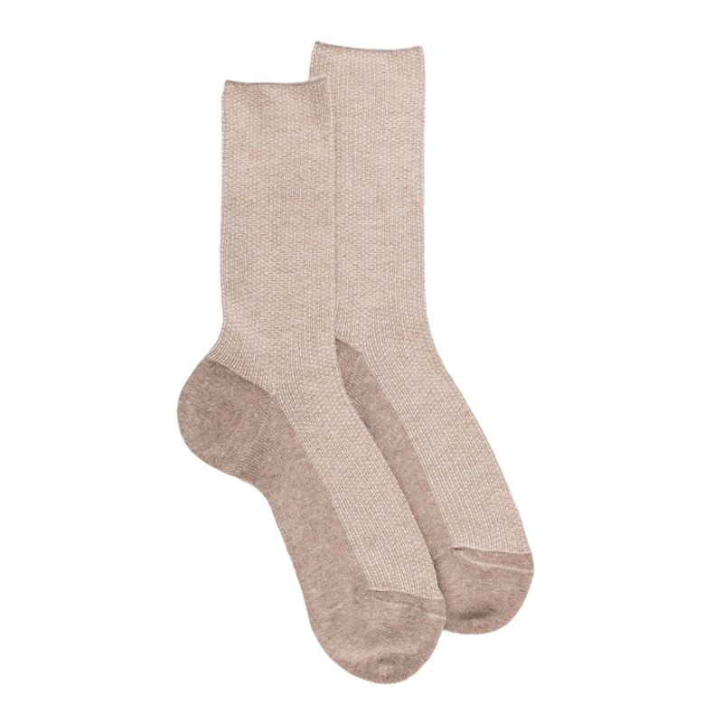 Socke aus Angorawolle und glänzendem Lurex - Capuccino