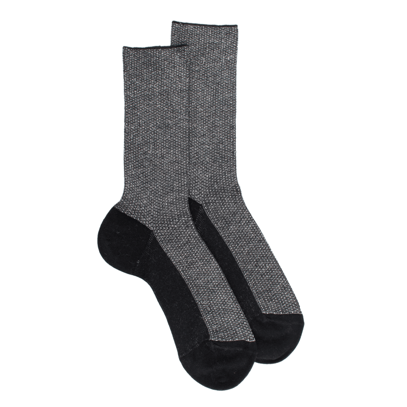 Socke aus Angorawolle und glänzendem Lurex - Schwarz