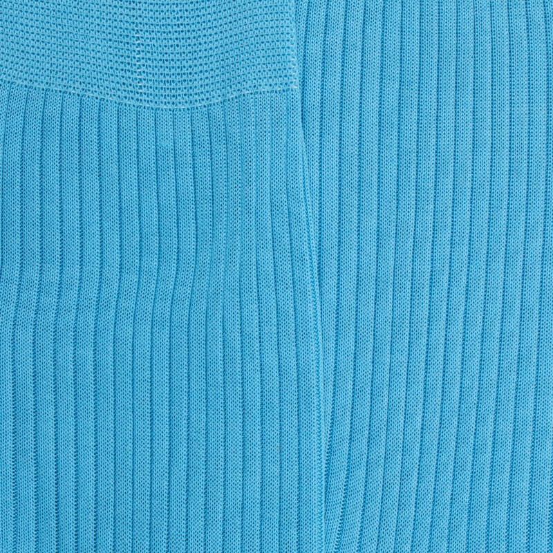 Herren gerippt 100% Baumwolle lisle Socken - Weiß & Himmelblau | Doré Doré