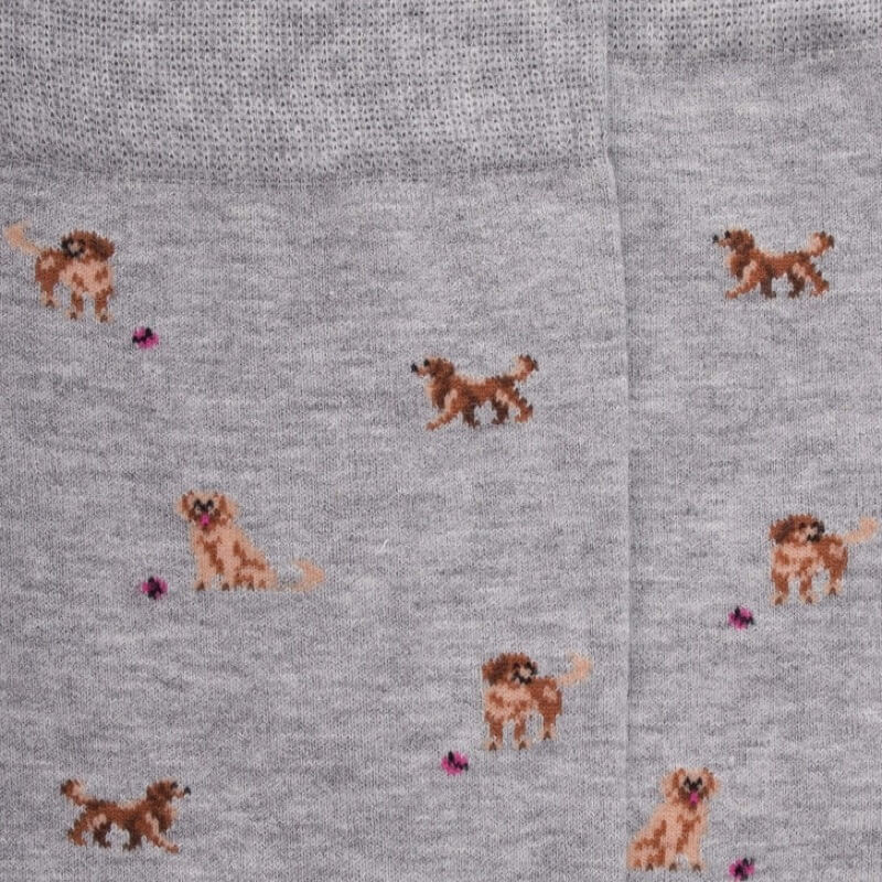 Herren Socken aus Baumwolle mit Hunde Muster - Grau | Doré Doré