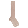 Gerippte Kniestrümpfe aus merzerisierter Baumwolle - Beige