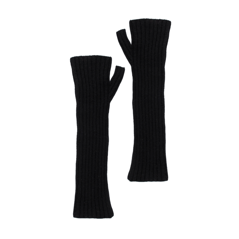 Fingerlose lange Unisex-Handschuhe aus Wolle und Kaschmir - Schwarz | Doré Doré