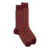 Socken aus ägyptischer Baumwolle für Herren mit 3D-Würfelmuster - Aubergine | Doré Doré