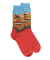 Socken für Herren aus Baumwolle mit Berglandschaftsmuster - Orange
