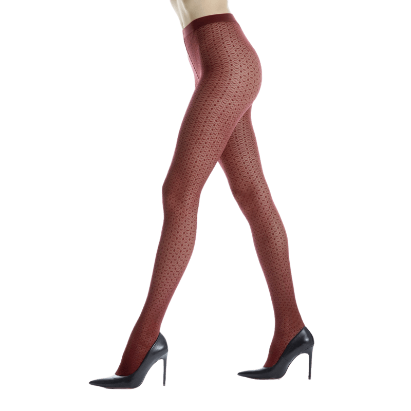 Durchsichtige Strumpfhosen mit Barock-Muster für Damen - Aubergine | Doré Doré