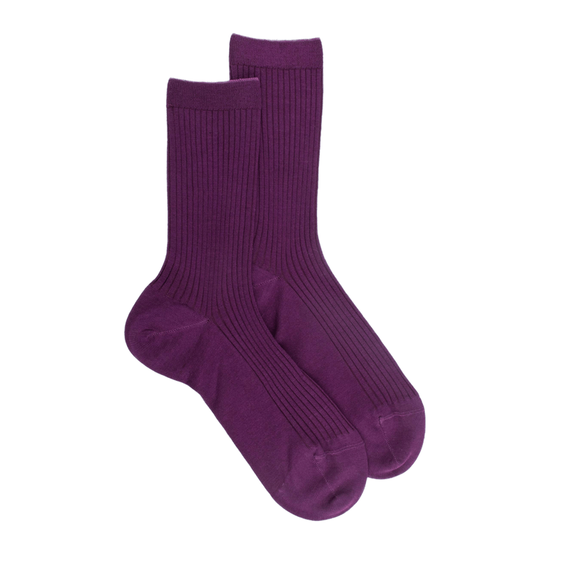 Damen Socken gerippte Baumwolle lisle - Zwetschgenfarbe | Doré Doré