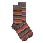 Herrensocken aus Baumwolle mit feinen mehrfarbigen Streifen - Hellbraun | Doré Doré
