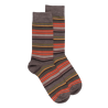 Herrensocken aus Baumwolle mit feinen mehrfarbigen Streifen - Hellbraun | Doré Doré