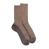 Damensocken aus Wolle und Angora ohne elastischen Bund Glanzeffekt - Hellbraun | Doré Doré