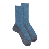 Damensocken aus Wolle und Angora ohne elastischen Bund Glanzeffekt - Fischerblau | Doré Doré