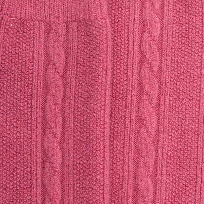 Lange Socken aus Wolle und Kaschmir für Damen einfarbig mit Zopfmuster - Altrosa | Doré Doré