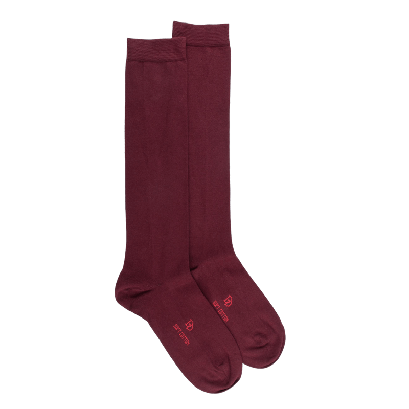 Leichte lange Socken aus ägyptischer Baumwolle für Damen - Aubergine | Doré Doré