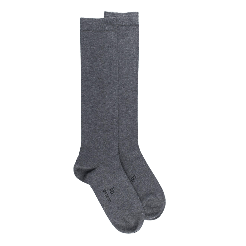 Leichte lange Socken aus ägyptischer Baumwolle für Damen - Hellgrau | Doré Doré