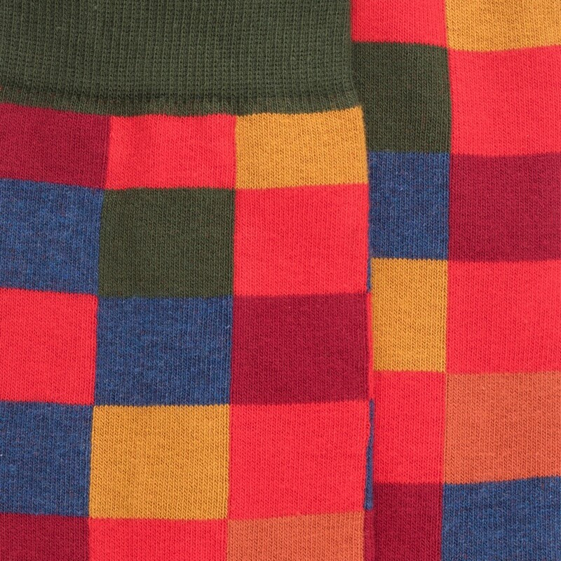 Herren Socken aus Baumwolle mit Karomuster - Rot | Doré Doré