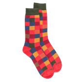 Herren Socken aus Baumwolle mit Karomuster - Rot | Doré Doré
