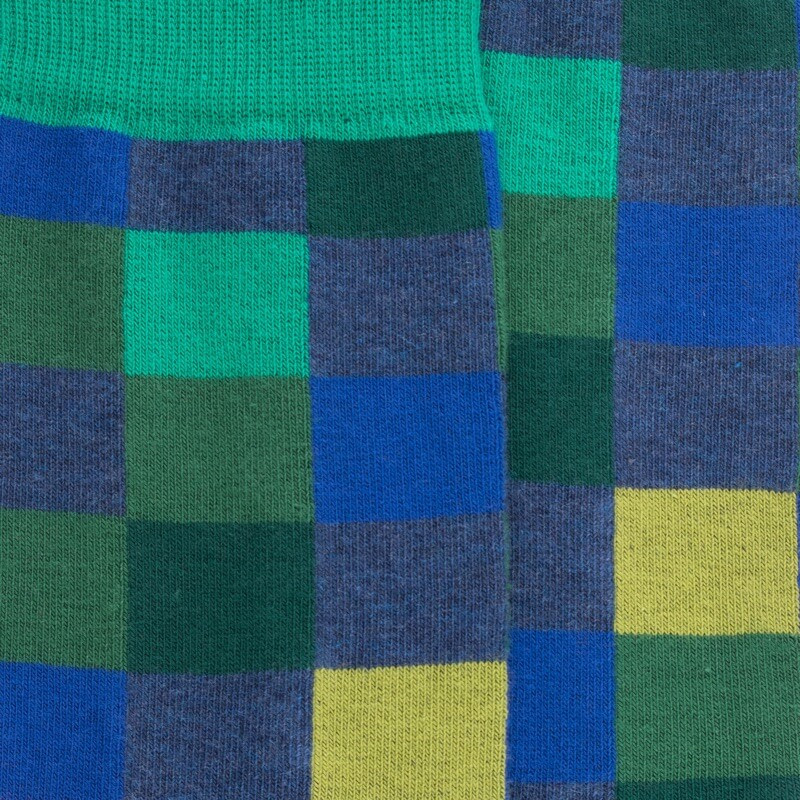 Herren Socken aus Baumwolle mit Karomuster - Fischerblau | Doré Doré