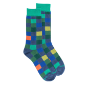 Herren Socken aus Baumwolle mit Karomuster - Fischerblau | Doré Doré