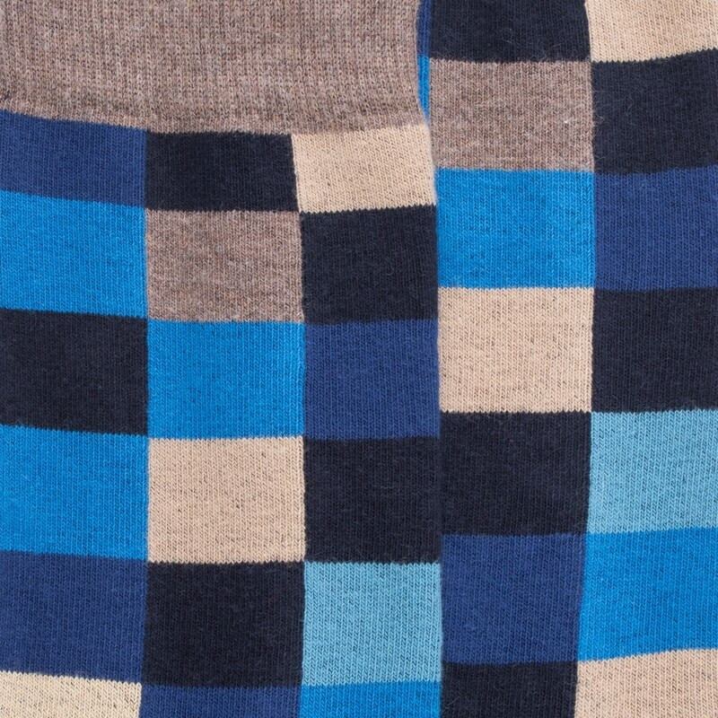 Herren Socken aus Baumwolle mit Karomuster - Dunkelblau | Doré Doré