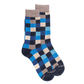 Herren Socken aus Baumwolle mit Karomuster - Dunkelblau | Doré Doré