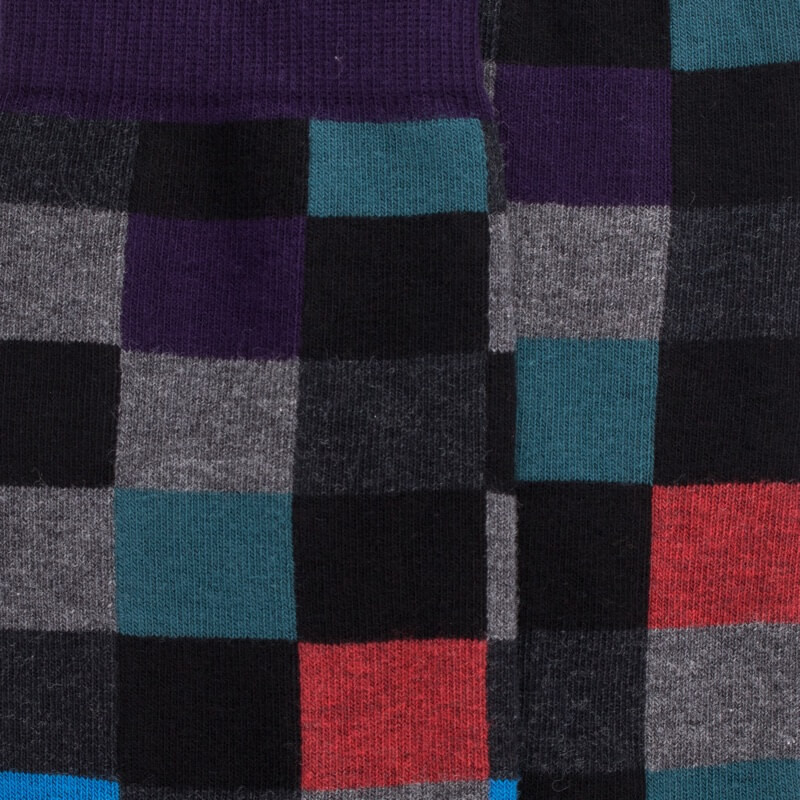 Herren Socken aus Baumwolle mit Karomuster - Schwarz | Doré Doré