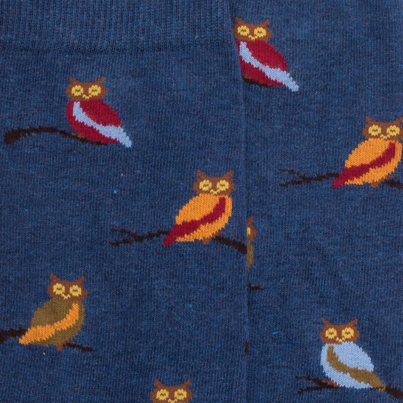 Herrensocken aus Baumwolle mit Eulenmotiv - Fischerblau | Doré Doré