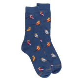 Herrensocken aus Baumwolle mit Eulenmotiv - Fischerblau | Doré Doré