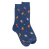 Herrensocken aus Baumwolle mit Eulenmotiv - Fischerblau