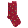 Herrensocken aus Baumwolle mit Eulenmotiv - Amaranthrot