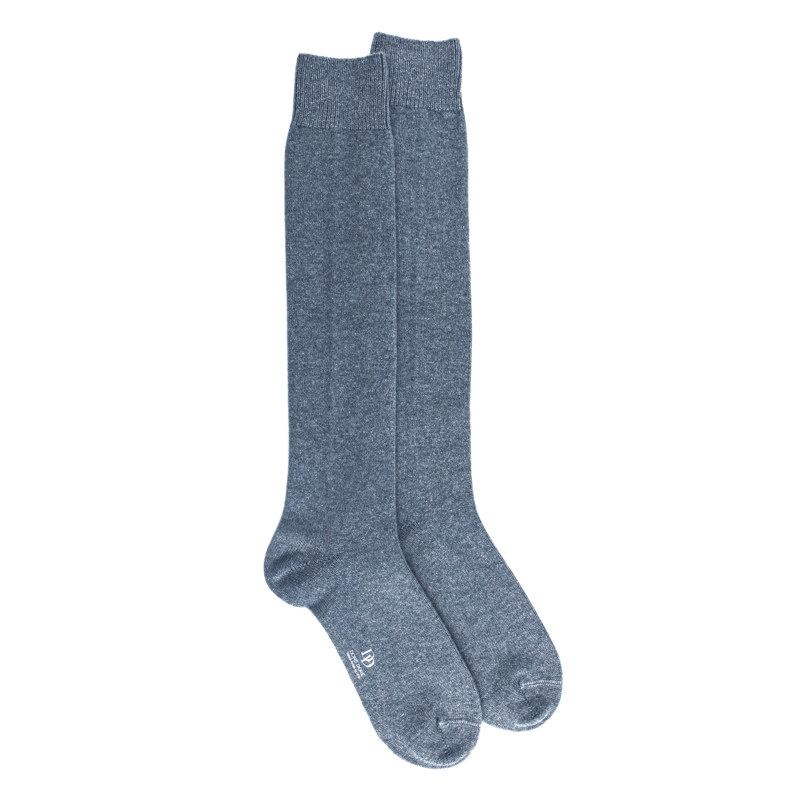 Lange Socken aus Wolle und Kaschmir für Herren - Eisblau | Doré Doré