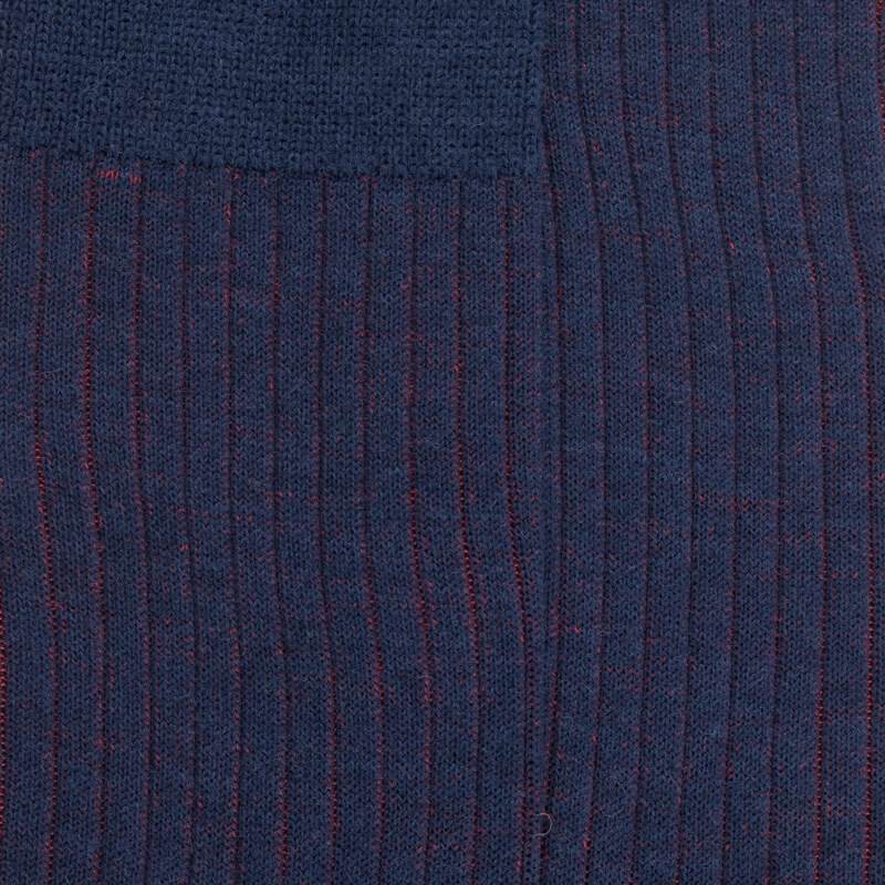 Zweifarbige gerippte Socken für Männer aus Wolle und weicher Baumwolle - Navy Blau | Doré Doré