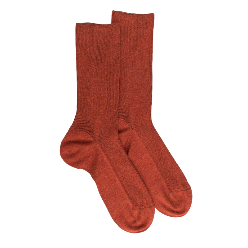 Herren Socken aus ägyptischer Baumwolle, elastisch und gerippt - Orange | Doré Doré