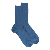 Gerippte Herrensocken aus Wolle - Hellblau | Doré Doré