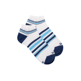 Kurze Kindersocken aus Lisle mit farbigen Streifen - Weiß | Doré Doré