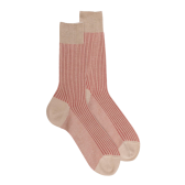 Zweifarbige gerippte Baumwolle lisle-Socken für Herren - Beige | Doré Doré