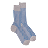 Zweifarbige gerippte Baumwolle lisle-Socken für Herren - Grau | Doré Doré