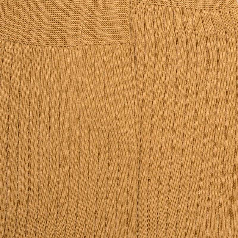 Herren Socken aus gerippter Baumwolle Lisle - Messing | Doré Doré