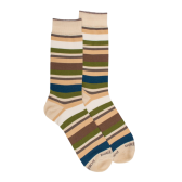 Gestreifte Herren Socken aus Baumwolle lislen - Beige | Doré Doré