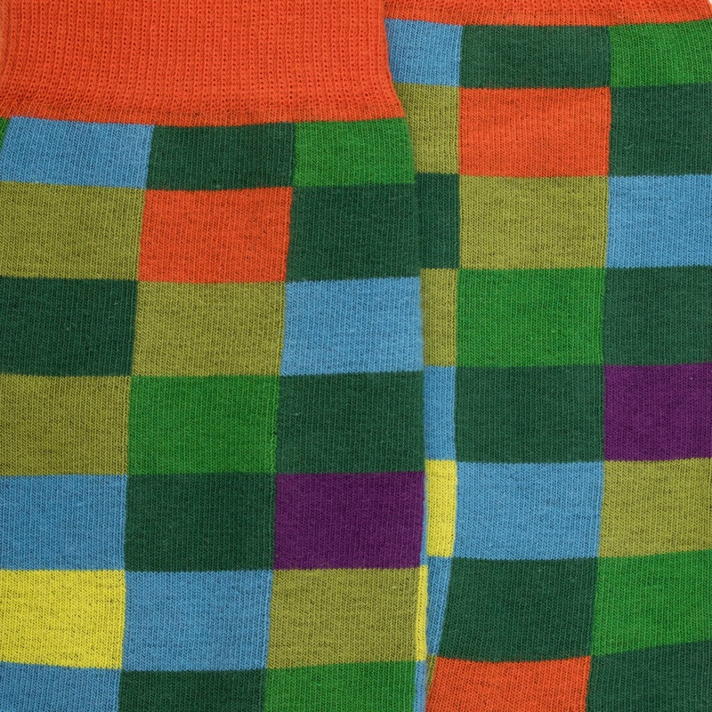 Herren Socken aus Baumwolle mit Karomuster - Grün | Doré Doré