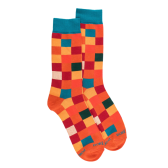 Herren Socken aus Baumwolle mit Karomuster - Orange | Doré Doré