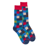Herren Socken aus Baumwolle mit Karomuster - Fischerblau