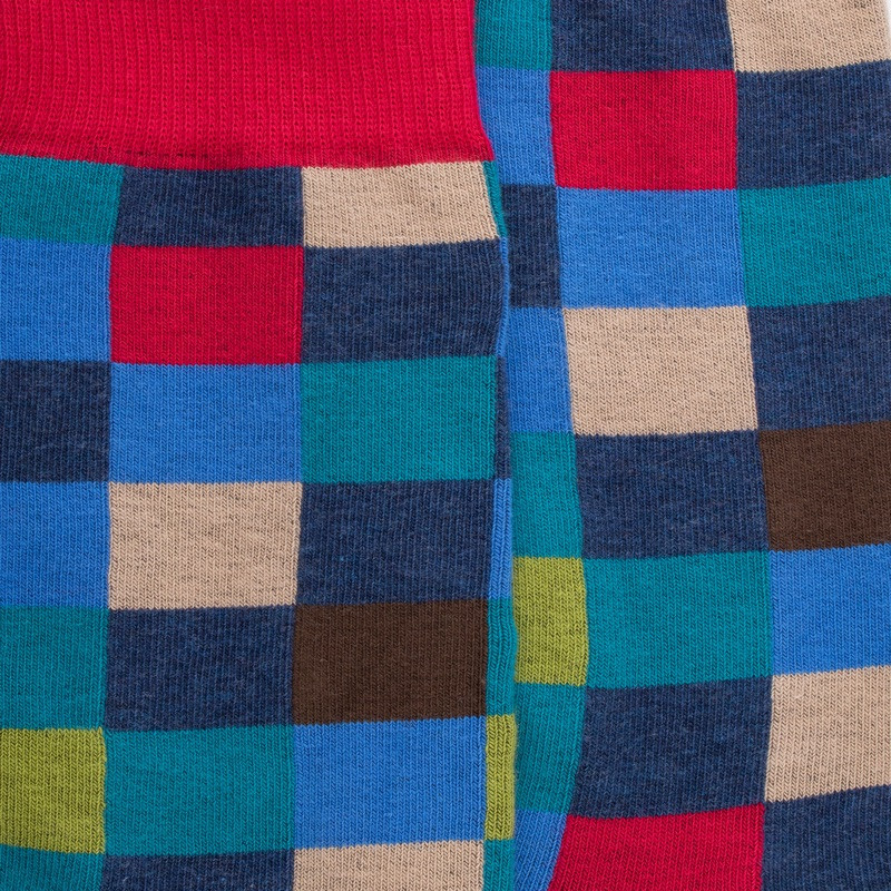Herren Socken aus Baumwolle mit Karomuster - Fischerblau | Doré Doré