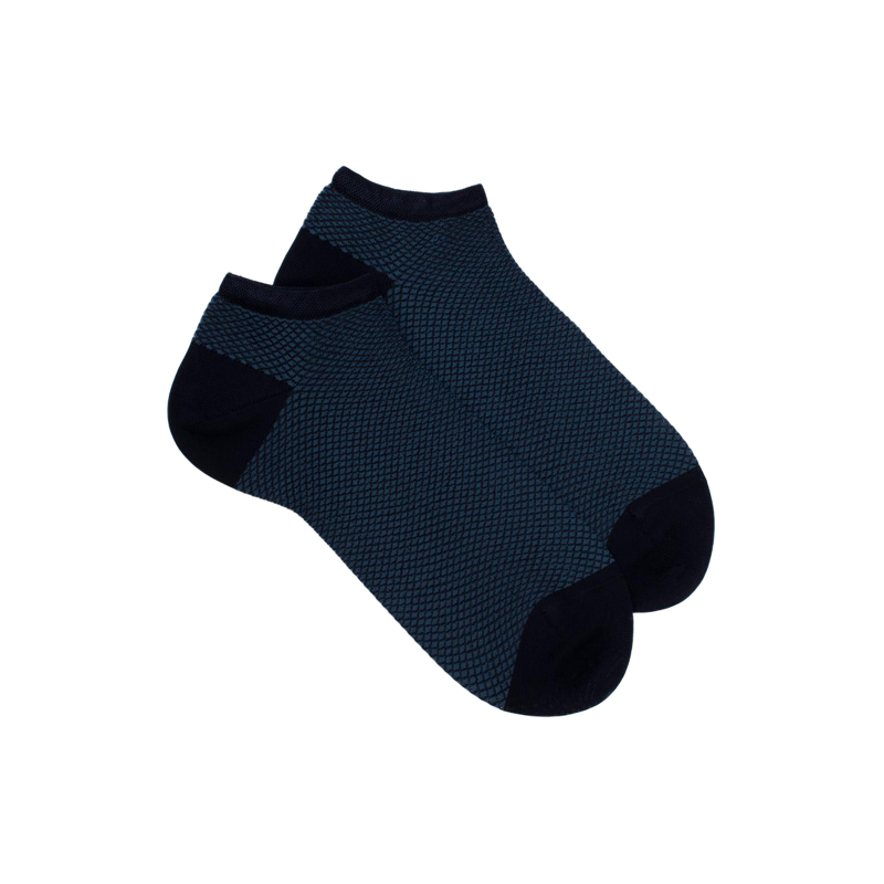 Damen Sneaker-Socken aus Viskose mit Rautenmuster - Navy Blau | Doré Doré