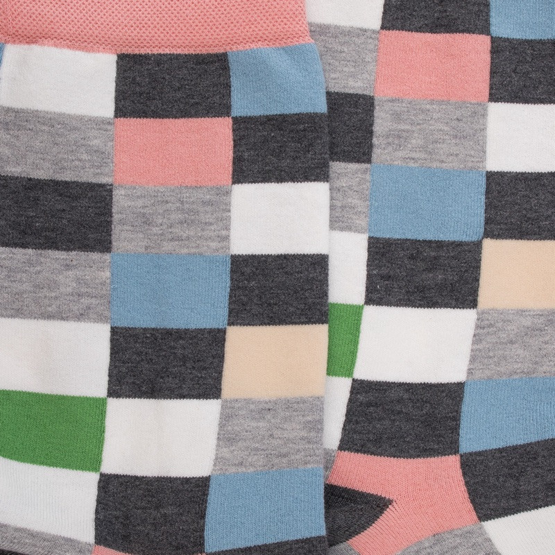 Damen Socken aus ägyptischer Baumwolle mit Karomuster - Hellgrau | Doré Doré