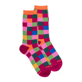 Damen Socken aus ägyptischer Baumwolle mit Karomuster - Pink | Doré Doré