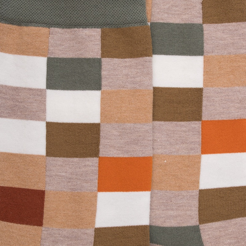 Damen Socken aus ägyptischer Baumwolle mit Karomuster - Sahara Beige | Doré Doré