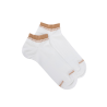 Kurze Damensocken aus reiner Baumwolle mit kontrastierendem Bündchen - Weiß