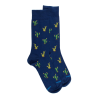 Kurze Herrensocken aus kaktusgemusterter Lisle - Blau