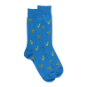Kurze Herrensocken aus kaktusgemusterter Lisle - Blau