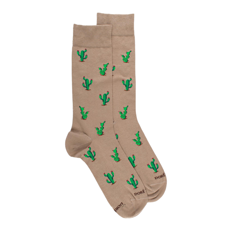 Kurze Herrensocken aus kaktusgemusterter Lisle - Sand | Doré Doré